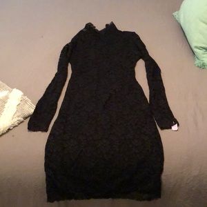 All lace black midi dress